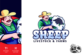 Sheep Farm Logo Illustration Vector