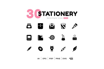 Stationery Icons Solid Style - Part 2