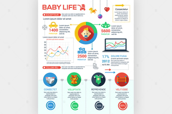 Baby Life - flat design style poster