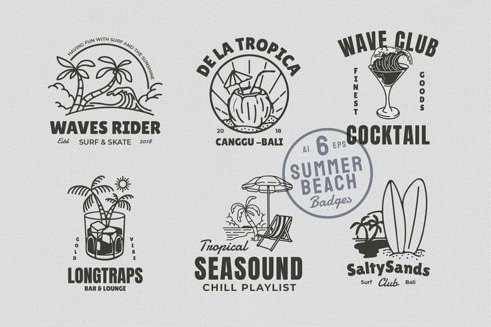 6 Summer Beach Badges