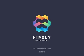 Abstract Polygon Color Gradient Logo Template 