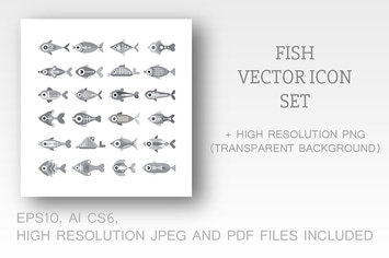 Fish vector icon set (3 options)