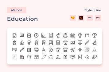 Education Line Style Icon Pack