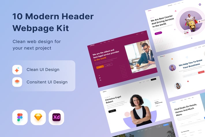 10 Modern Header Website UI Kit