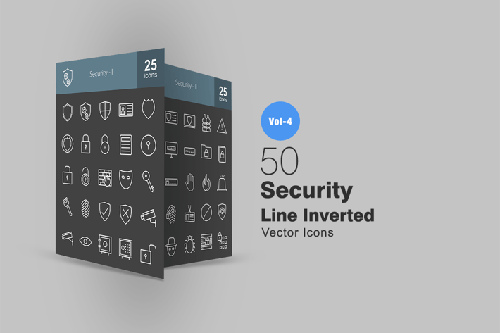 50 Security Line Inverted Icons