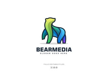 Bear Color Line Logo Vector Template