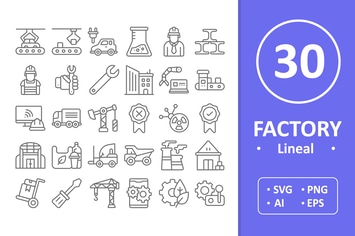 30 Factory Icons - Line