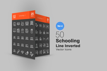 50 Schooling Line Inverted Icons