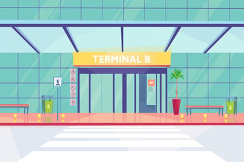 Airport Main Entrance - Illustration Background