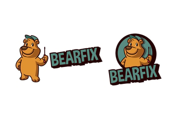 Retro Cartoon Bear Character Mascot Logo