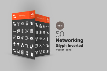 50 Networking Glyph Inverted Icons
