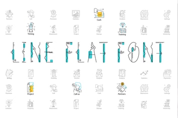 Line Flat font + line flat icon