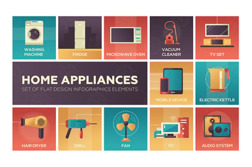 Home Appliances -flat design icons set