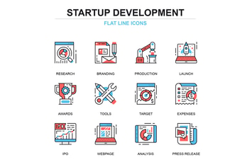 Thin line startup your project icons set