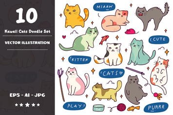 Kawaii Cats Doodle Set
