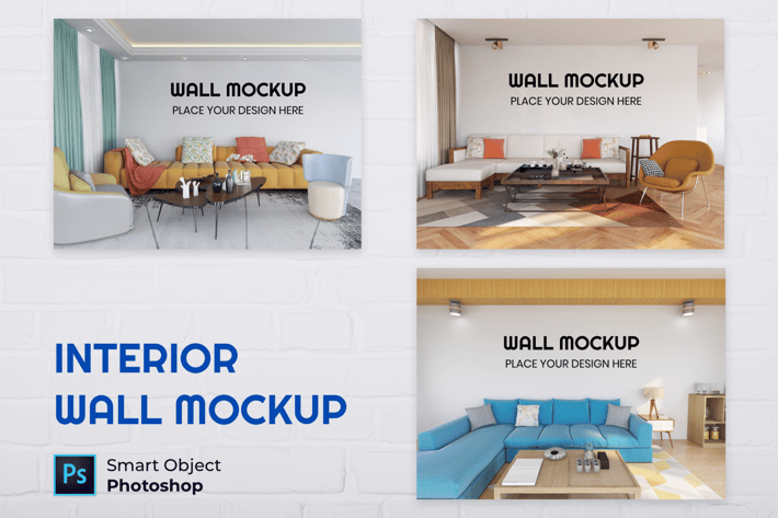Interior Living Room Wall Mockup