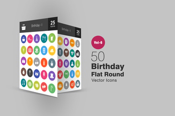 50 Birthday Glyph Multicolor BG Icons