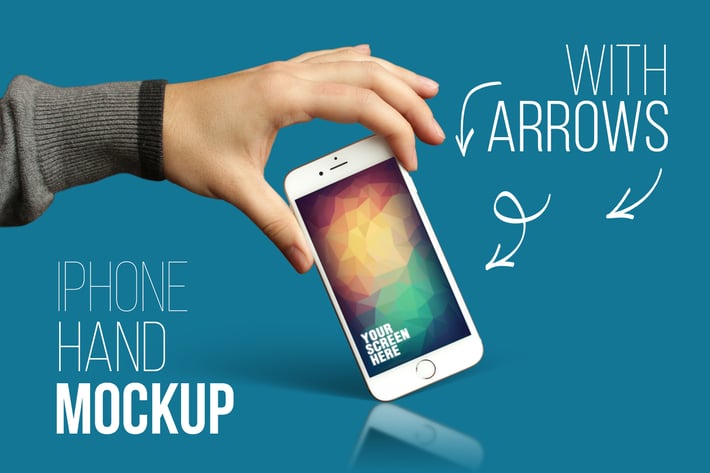 iPhone Hand Mockup With Arrows