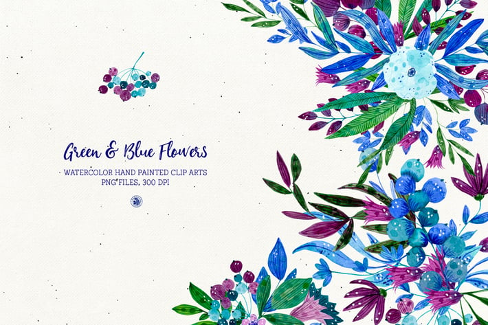 Green and Blue Flowers