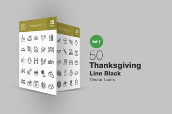 50 Thanksgiving Line Icons