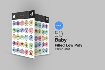 50 Baby Filled Low Poly Icons