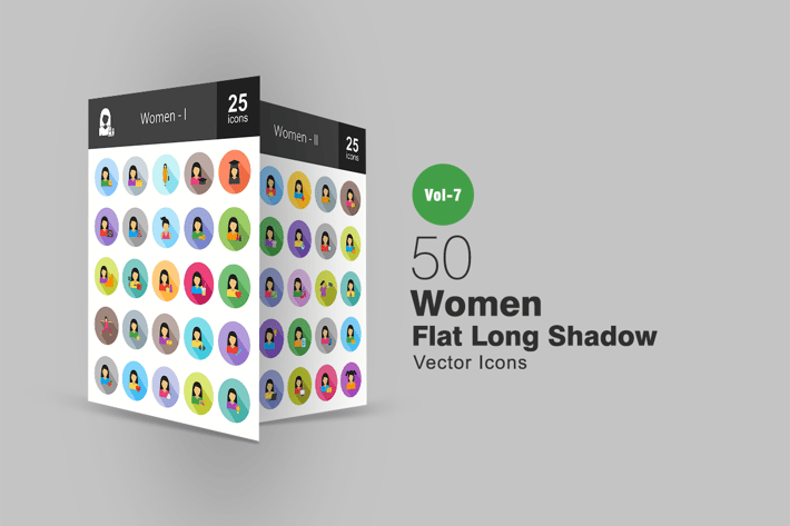 50 Women Flat Shadowed Icons