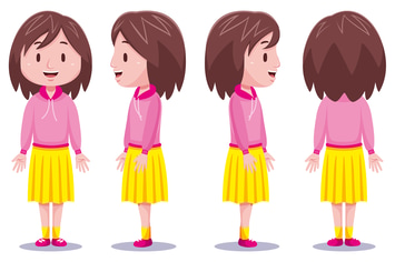 Cute girl character in different poses #3