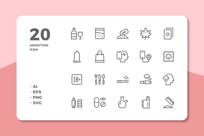 20 Addiction Icons (Line)