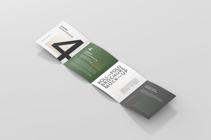 Roll-Fold Brochure Mockup - Square Format