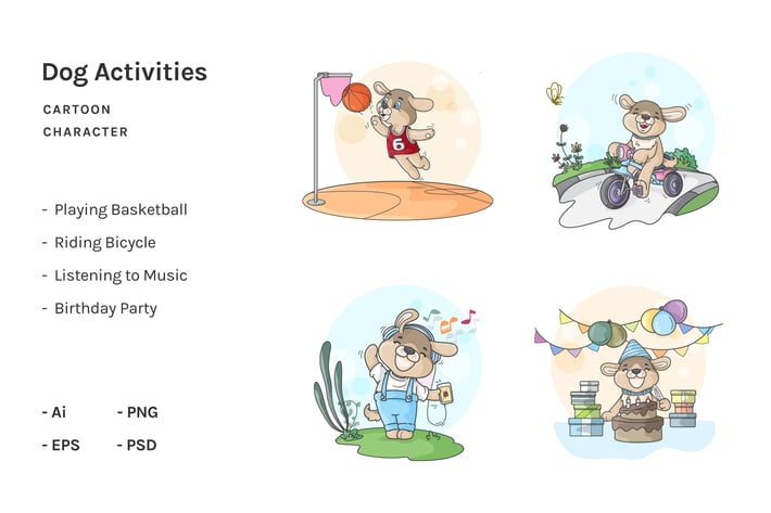 Dog Cartoon Activities V.2