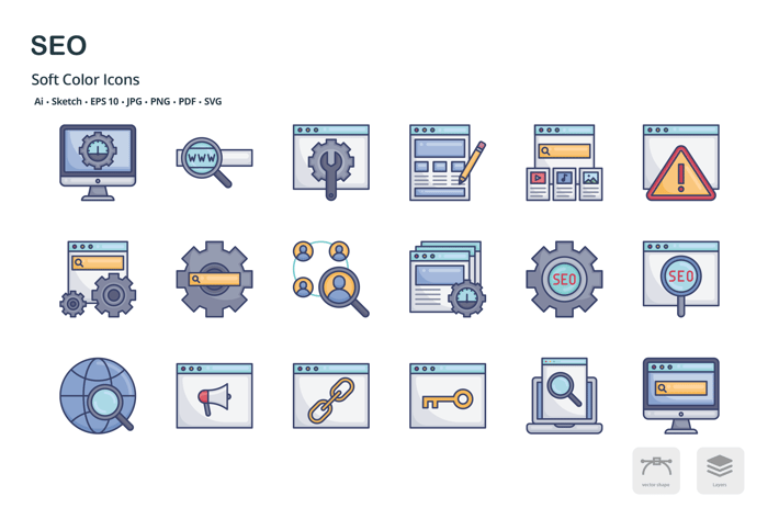 SEO soft color icons