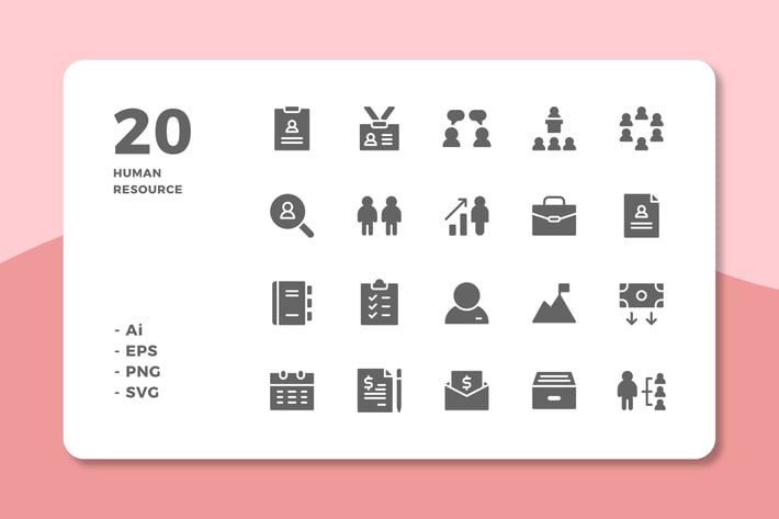 20 Human Resource Icons (Solid)