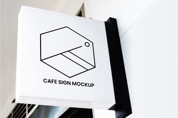 Minimal badge on a white sign mockup