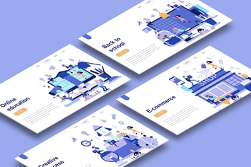 Perspective Isometric 3D Screens Mockup