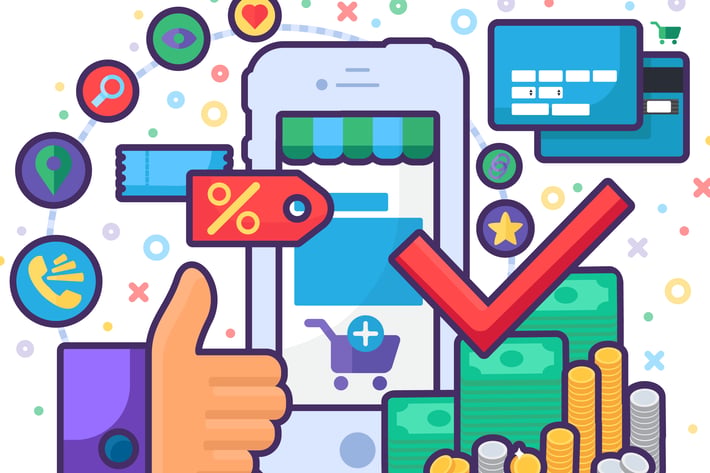 Successful Mobile Online Shopping Illustration
