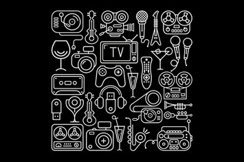 Entertainment Icons Lineart on a black background