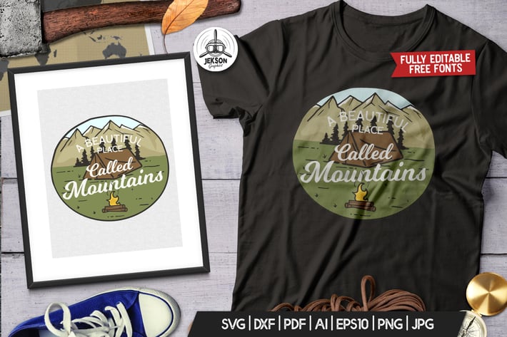 Camp Vector Patch - Mountain Adventure Retro Logo