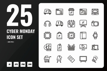 Cyber Monday Line Icons