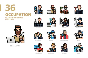 Occupation2 Filled Outline Style Icon Set