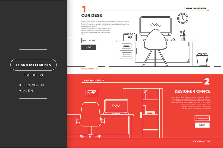 Flat office workspace 