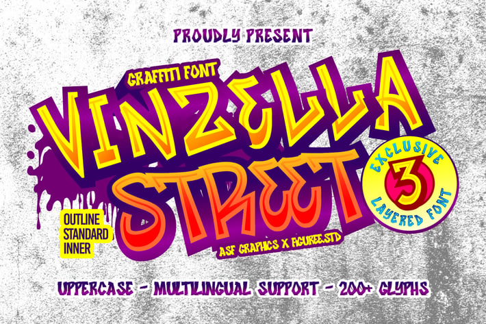 Vinzella Street - Layered Graffiti Font