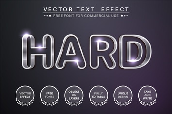Outline metal - editable text effect, font style