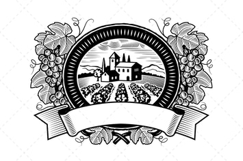 Grapes Harvest Label Black And White
