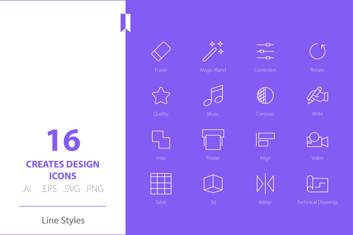 Creative Design Icon Set Line Styles