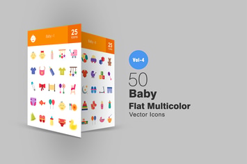 50 Baby Flat Multicolor Icons