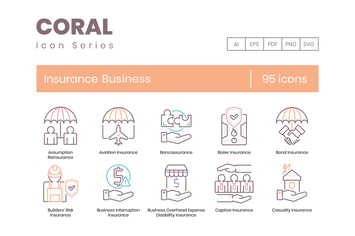 95 Insurance Business Line Icons