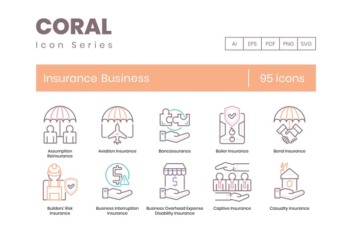 95 Insurance Business Line Icons