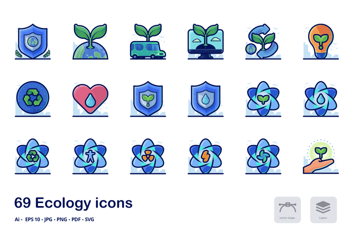 Ecology Detailed Filled Outline icons