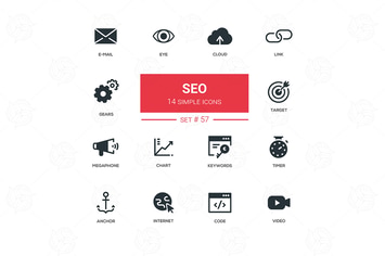 Business concept, SEO - line design icons set