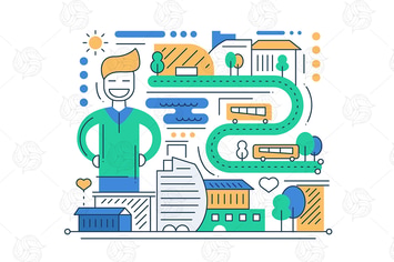 City Life - line design composition
